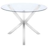 Vance Round 41-inch Glass Top Dining Table with Chrome Base