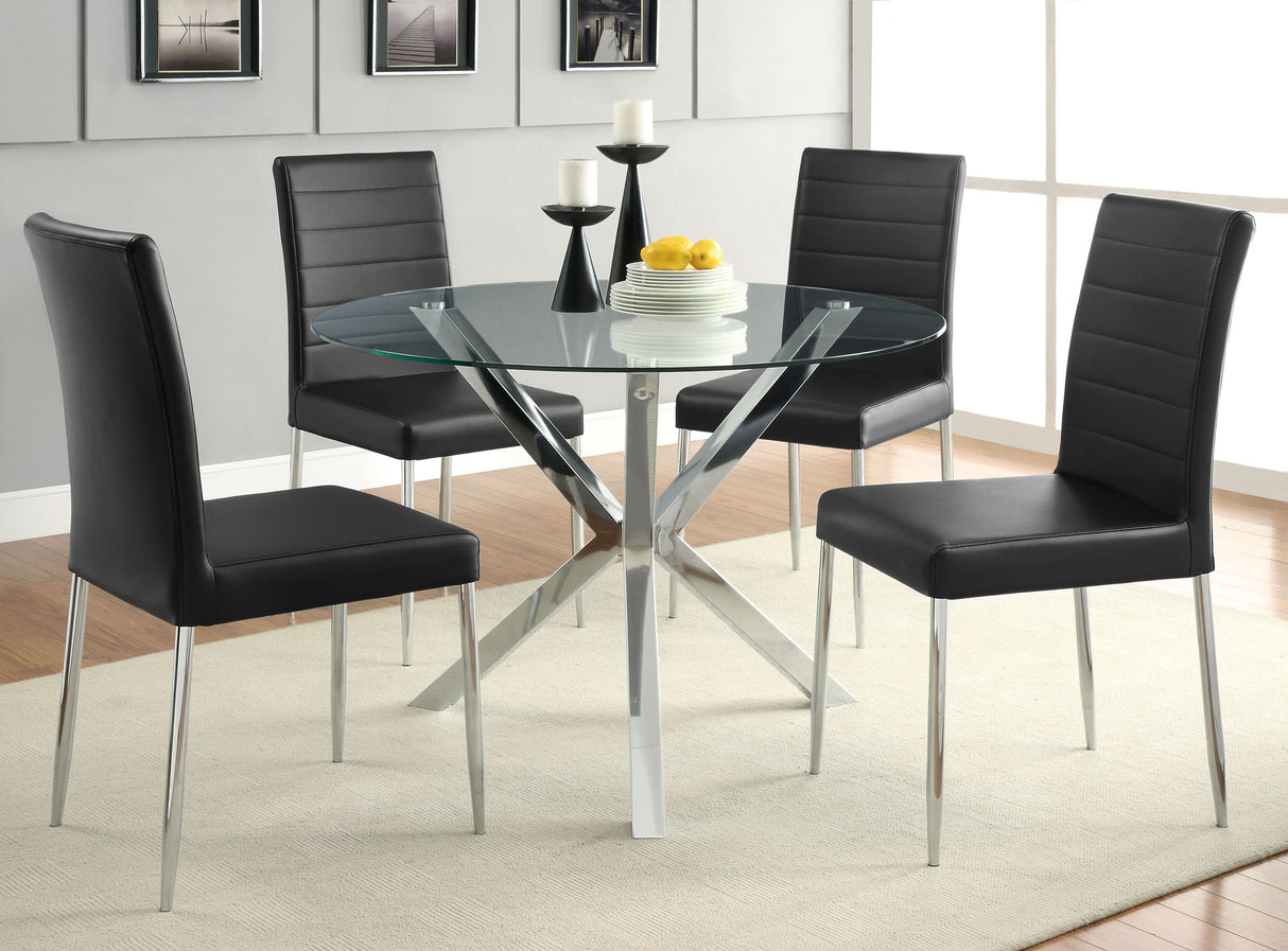 Vance Round 41-inch Glass Top Dining Table with Chrome Base