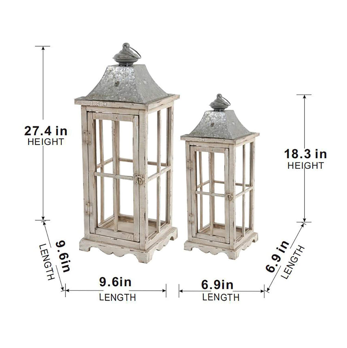 Wooden Candle Lantern Decorative, Hurricane Lantern Holder Decor For Indoor Outdoor, Home Garden - Ivory - Lanterns - Alpine Outlets