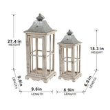 Wooden Candle Lantern Decorative, Hurricane Lantern Holder Decor For Indoor Outdoor, Home Garden - Ivory - Lanterns - Alpine Outlets