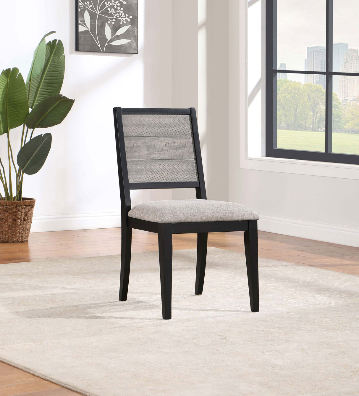 Elodie Wood Dining Side Chair Grey and Black Set of 2