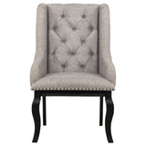 Phelps 9-Piece Dining Set, Distressed Noir with Tan Upholstery