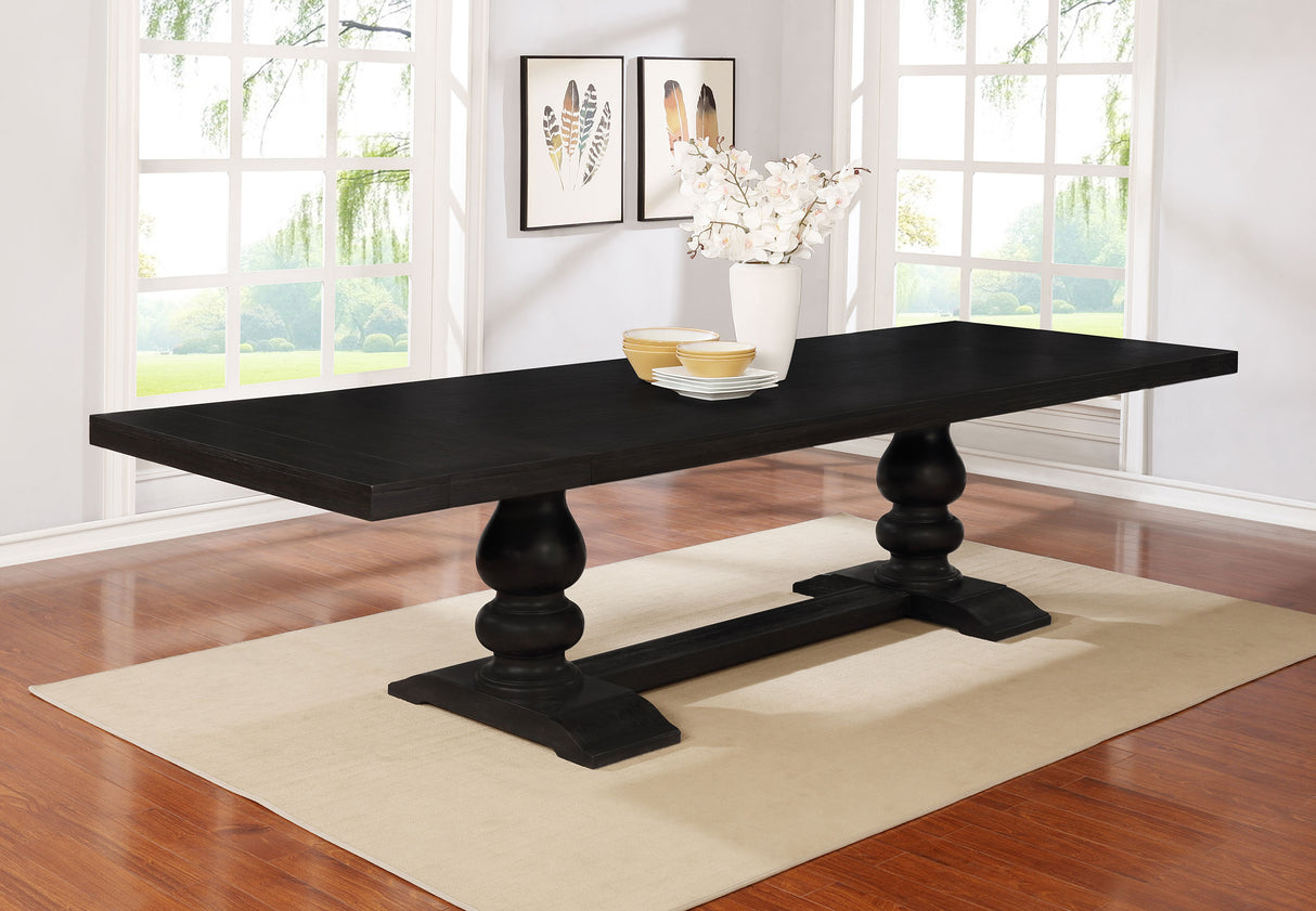 Phelps 123-inch Extension Dining Table in Distressed Noir