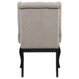 Phelps Upholstered Dining Arm Chair, Tan/Distressed Noir, Set of 2