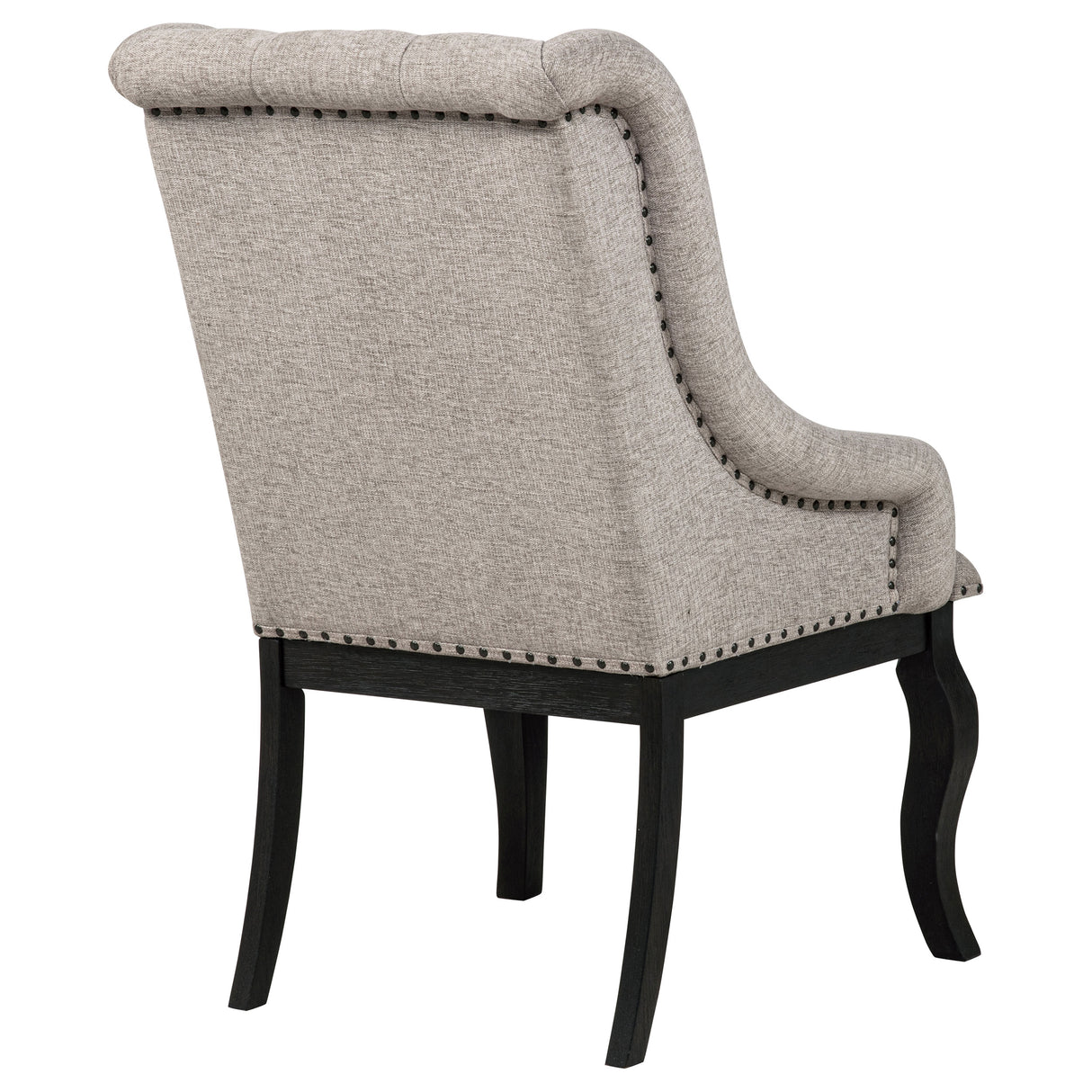 Phelps Upholstered Dining Arm Chair, Tan/Distressed Noir, Set of 2