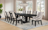 Phelps Upholstered Dining Arm Chair, Tan/Distressed Noir, Set of 2