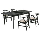 Crestmont 5-Piece Extension Dining Table Set, Black Faux Marble
