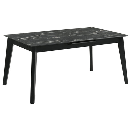 Crestmont 78-Inch Extension Dining Table Black Faux Marble