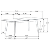 Crestmont 78-Inch Extension Dining Table Black Faux Marble