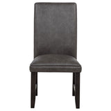 Averill 7-Piece White Marble Dining Set with Dark Grey Chairs