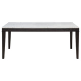 Averill 7-Piece White Marble Dining Set in Tan and Coffee Bean