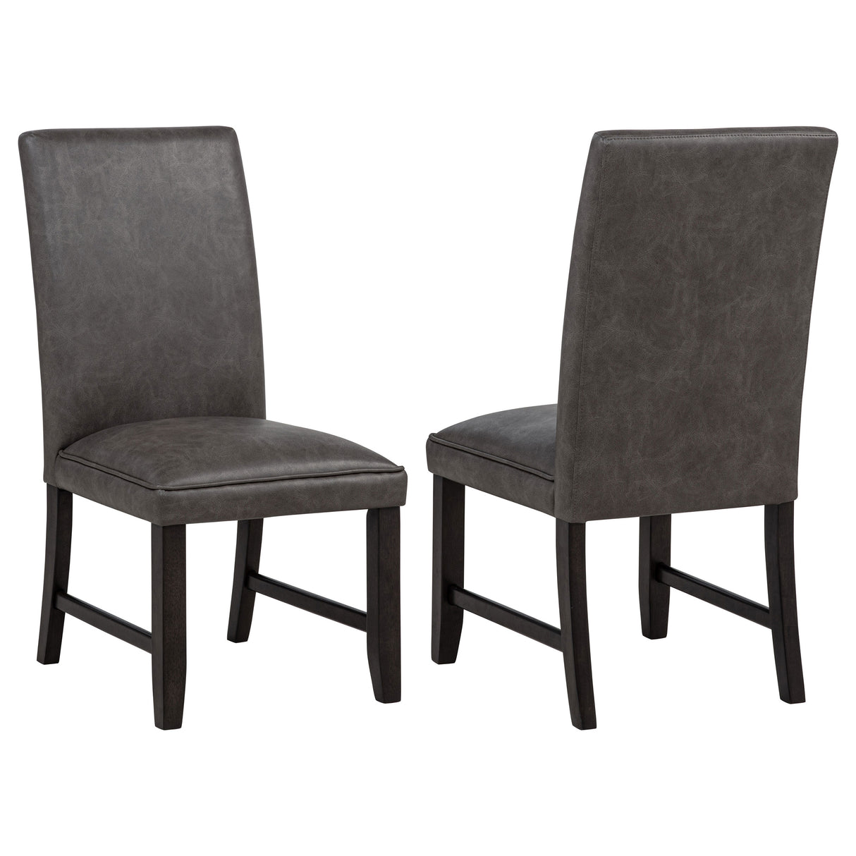 Averill Faux Leather Dining Side Chair Dark Grey, Set of 2