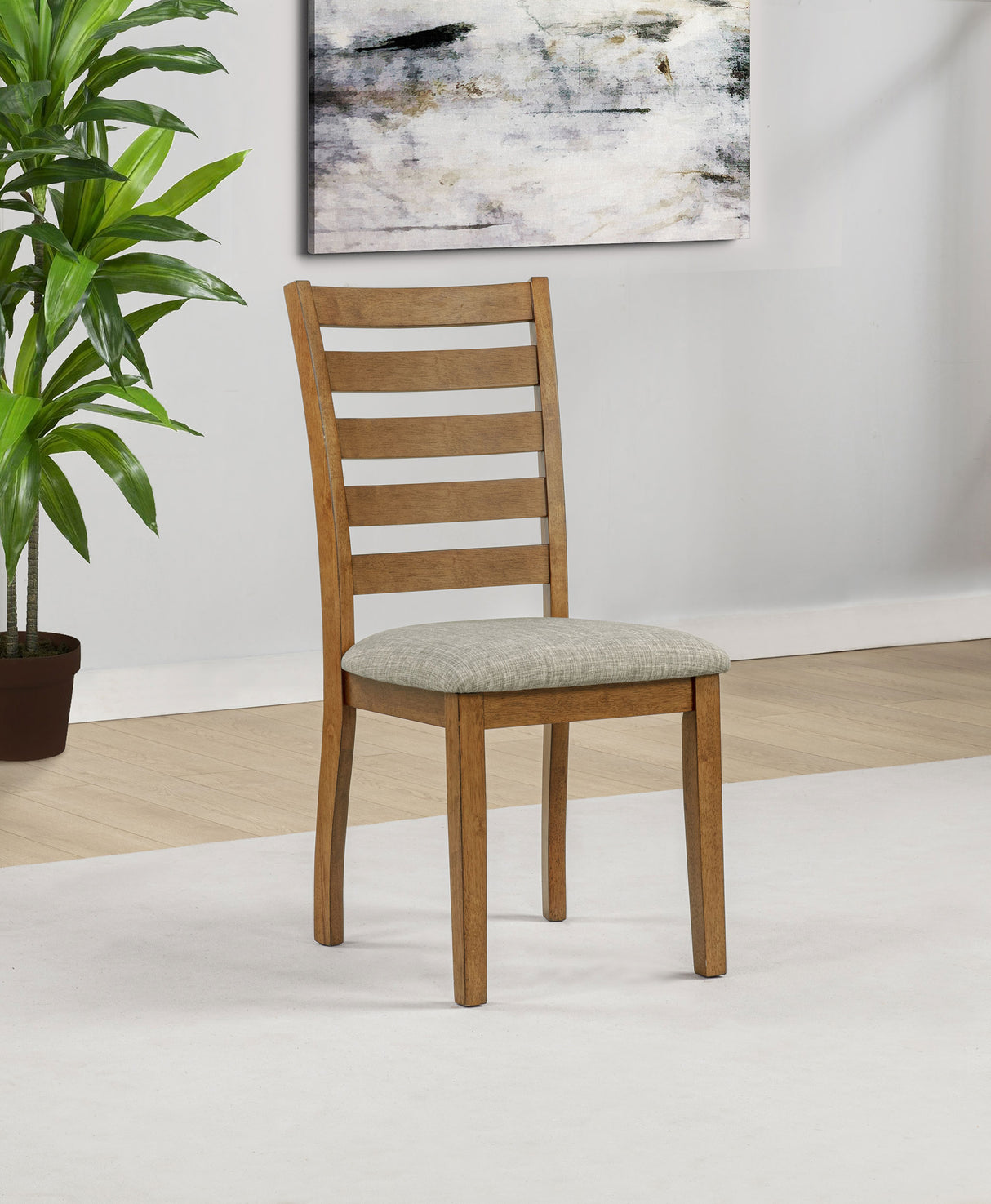 Atwood Wood Dining Side Chair - Warm Brown Upholstered