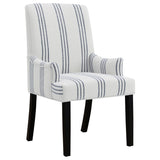 Herran Upholstered Arm Chair, Beige with Blue Stripes