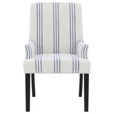 Herran Upholstered Arm Chair, Beige with Blue Stripes