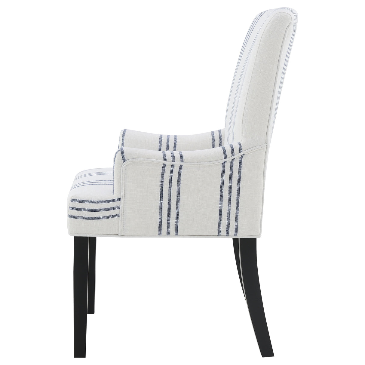 Herran Upholstered Arm Chair, Beige with Blue Stripes