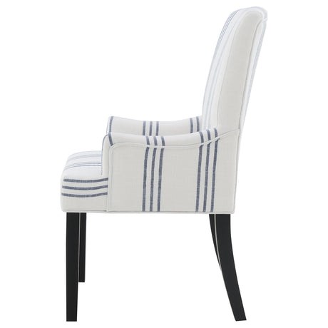 Herran Upholstered Arm Chair, Beige with Blue Stripes
