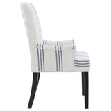 Herran Upholstered Arm Chair, Beige with Blue Stripes