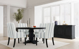 Herran Upholstered Arm Chair, Beige with Blue Stripes