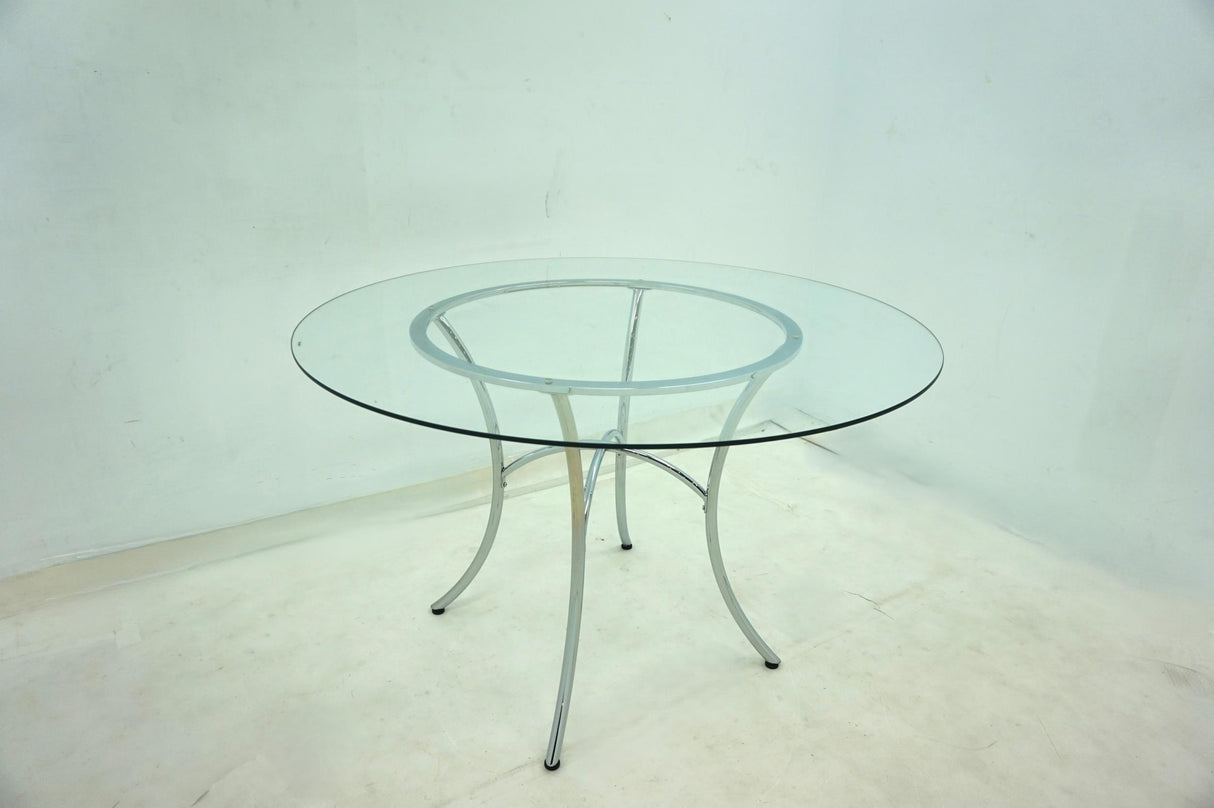 Kline 48" Round Glass Top Dining Table in Chrome
