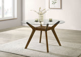 Paxton Round 48-inch Glass Top Dining Table in Brown