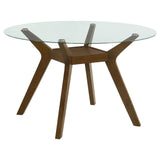 Paxton Round 48-inch Glass Top Dining Table in Brown