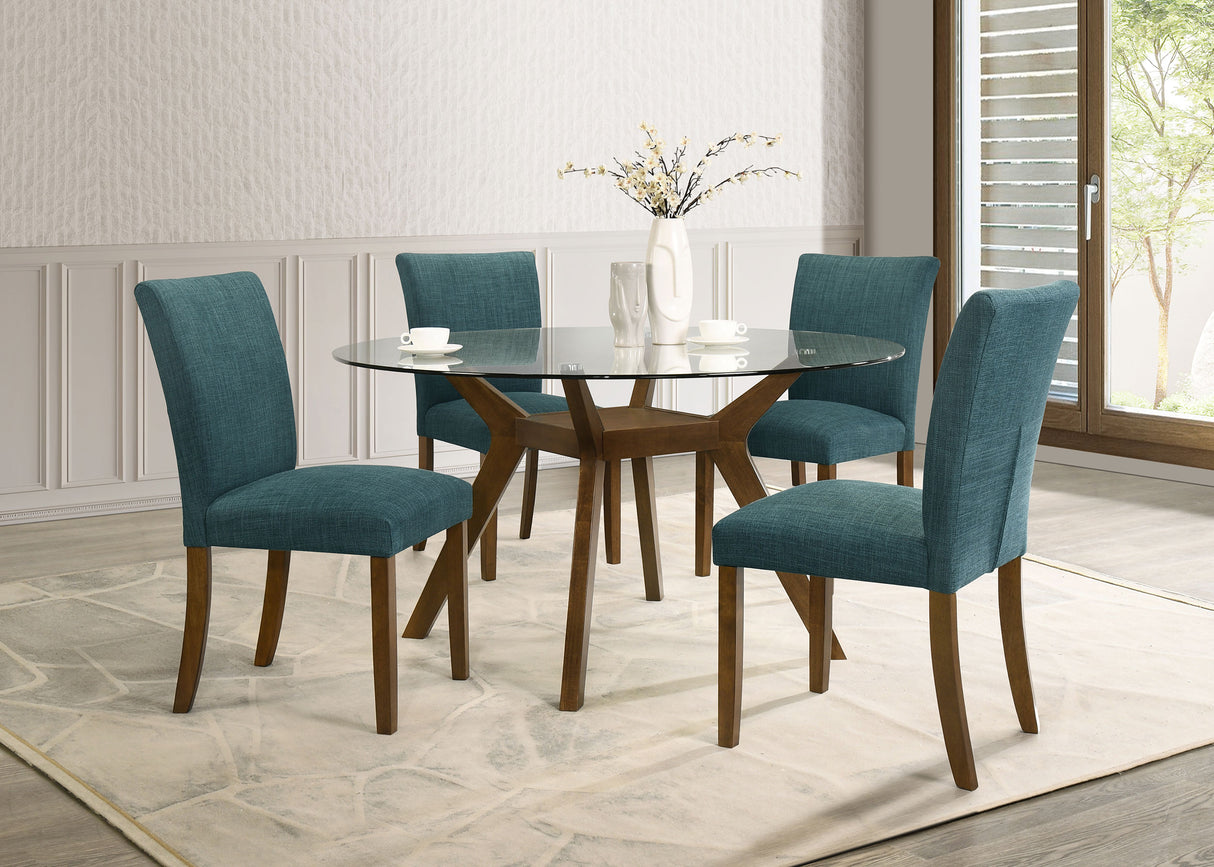 Paxton Round 48-inch Glass Top Dining Table in Brown