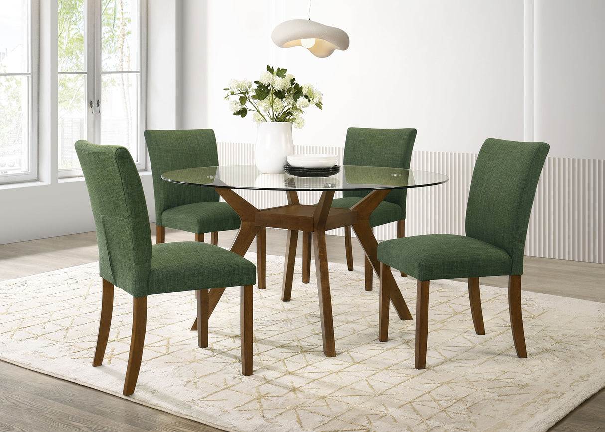 Paxton Round 48-inch Glass Top Dining Table in Brown