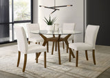 Paxton Round 48-inch Glass Top Dining Table in Brown