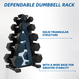 BalanceFrom 150LB Coated Hex Dumbbell Weight Set and A-Frame Storage Rack