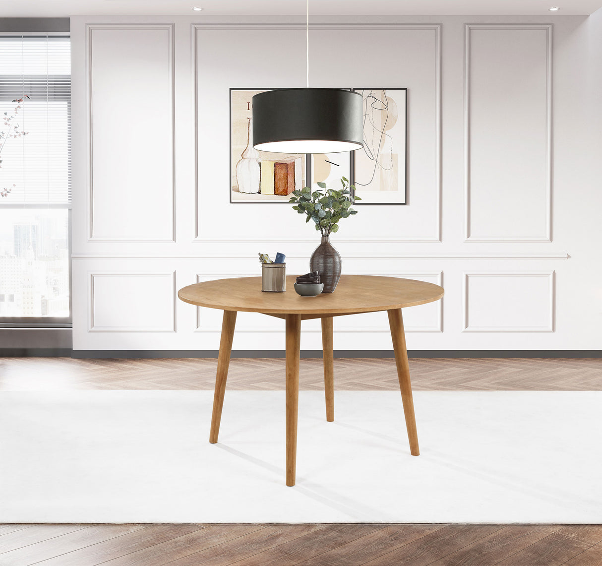 Andrews 48-Inch Round Wood Dining Table Light Ash