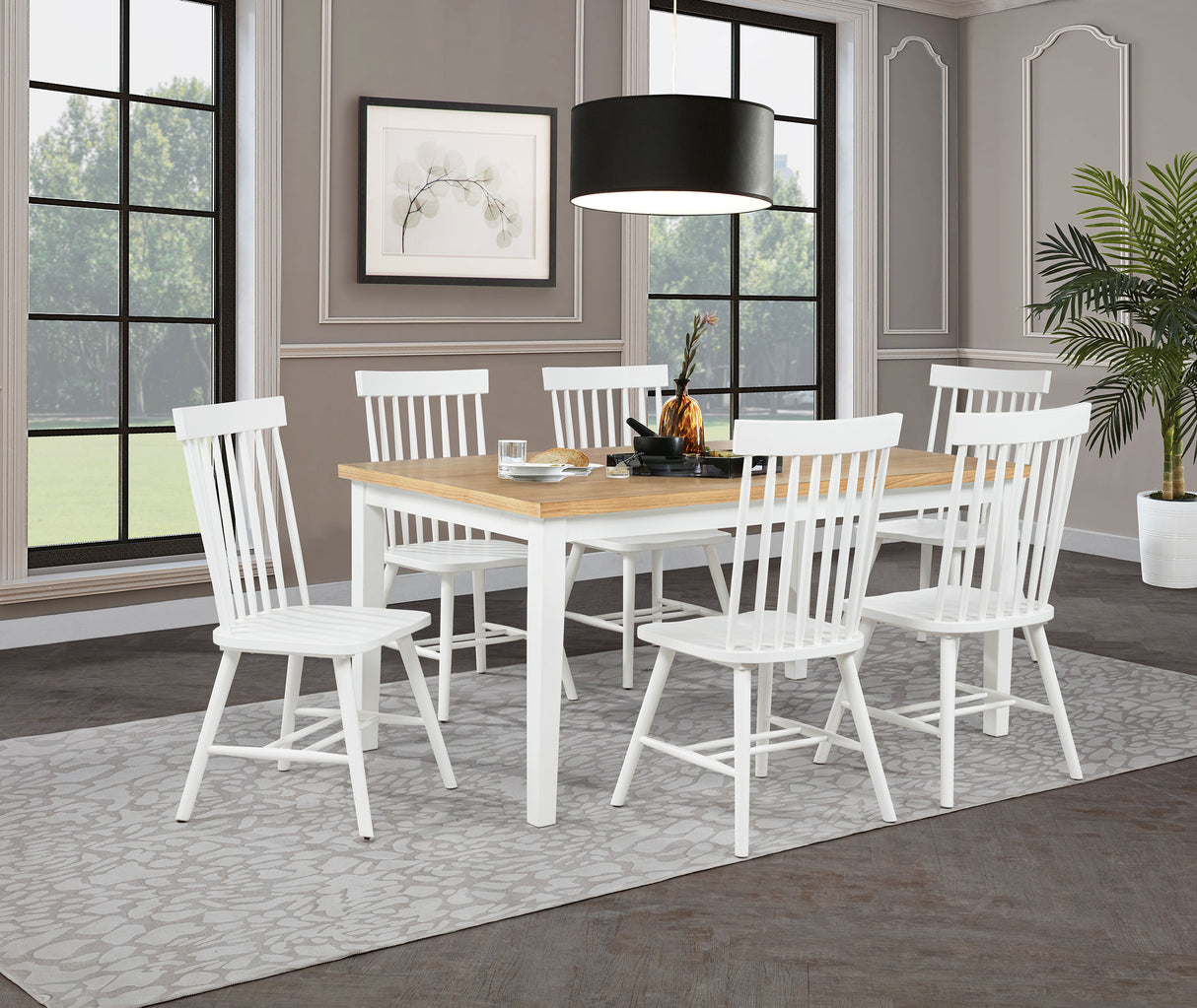 Andrews 66-Inch Rectangular Dining Table Light Ash and White