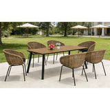 7 Piece Outdoor Patio Dining Set For 6, Conversation Set With Table & 6 Armchairs - Purple Pink Flower / Yellow