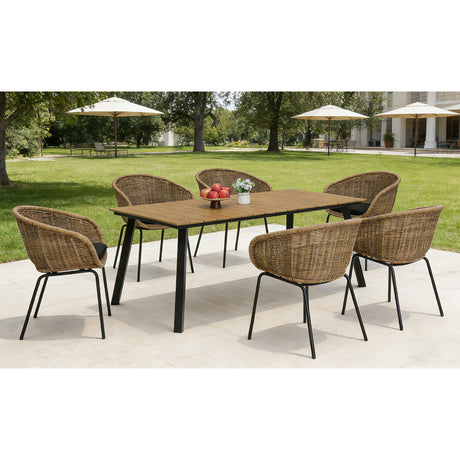 7 Piece Outdoor Patio Dining Set For 6, Conversation Set With Table & 6 Armchairs - Purple Pink Flower / Yellow