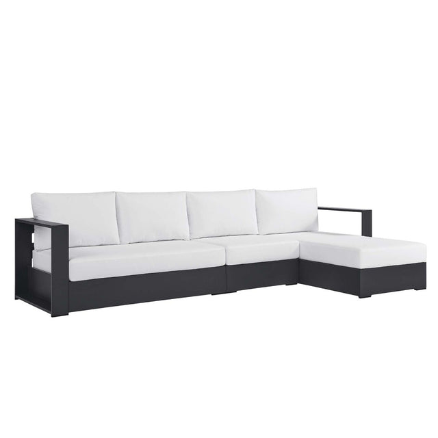 123" 3-Piece Gray Aluminum Outdoor Patio Right-Facing Chaise Sectional – White Cushions - Outdoor - Alpine Outlets