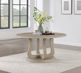 Trofello Round 60-Inch Pedestal Dining Table, White Washed