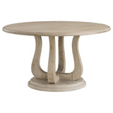 Trofello Round 60-Inch Pedestal Dining Table, White Washed