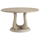 Trofello Round 60-Inch Pedestal Dining Table, White Washed
