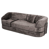 3 Seater Sofa With Built In Pet Bed Nook, Curved Design And 2 Throw Pillows