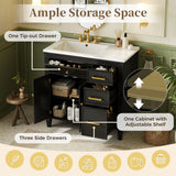 2 Piece Freestanding Bathroom Vanity Set With Sink Top, Reversible Dual Layout