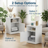 Nightstand With Door & Shelf, 2 Drawer Side Table