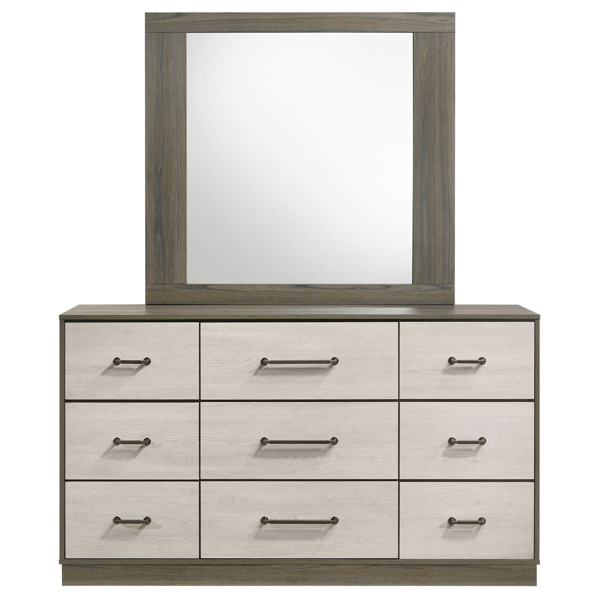 Edmondson - 9 Drawer Dresser With Mirror - Natural / Gray