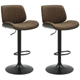 Brock - Adjustable Swivel Curved Back Wood Bar Stool With Faux Leather Seat