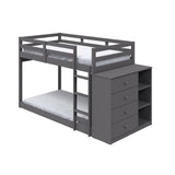 Gaston - Bunk Bed Twin Over Twin With 4 Drawers & 3 Compartments - Gray
