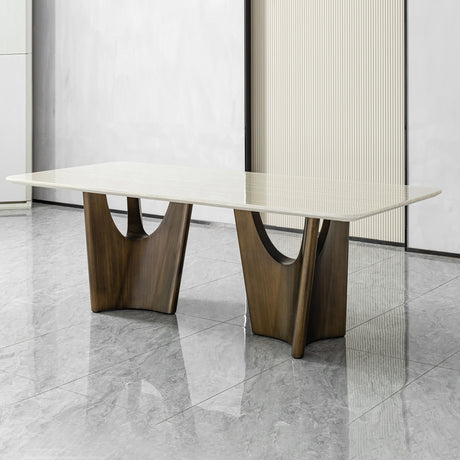 Dining Table - Beige / Bronze Golden