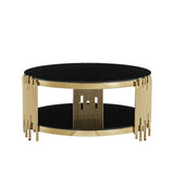 Round Double Tier Table With Flute Shaped Tube Legs
