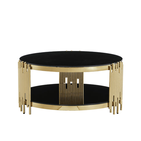 Round Double Tier Table With Flute Shaped Tube Legs