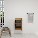 Floating Bathroom Vanity Single Door Base Cabinet, Wall Mounted Storage - Light Oak
