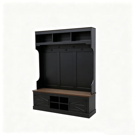 Farmhouse Hall Tree With Bench And Shoe Storage