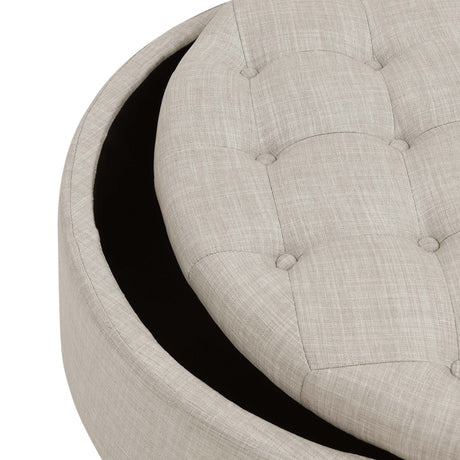 Tufted Storage Ottoman - Almond
